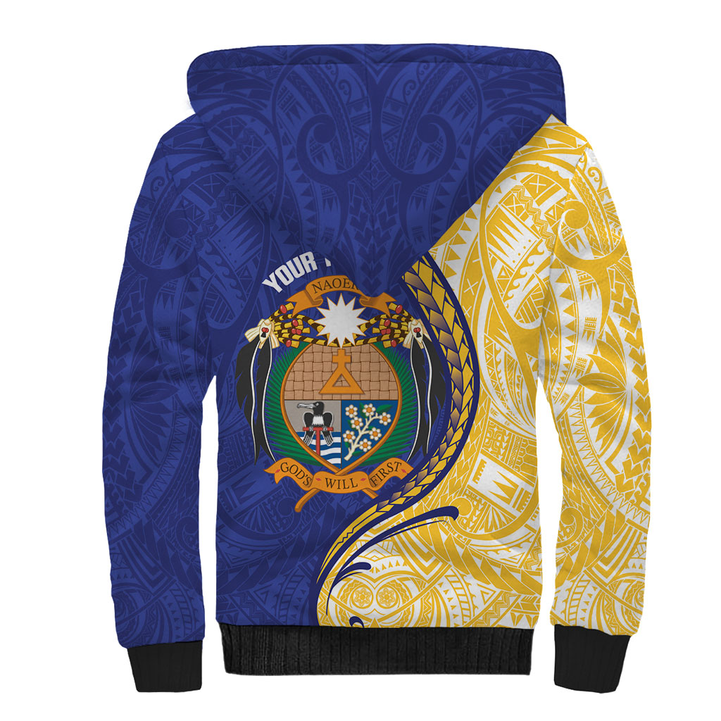 Personalised Nauru Angam Day Sherpa Hoodie Naoero Frigatebird With Flag Proud