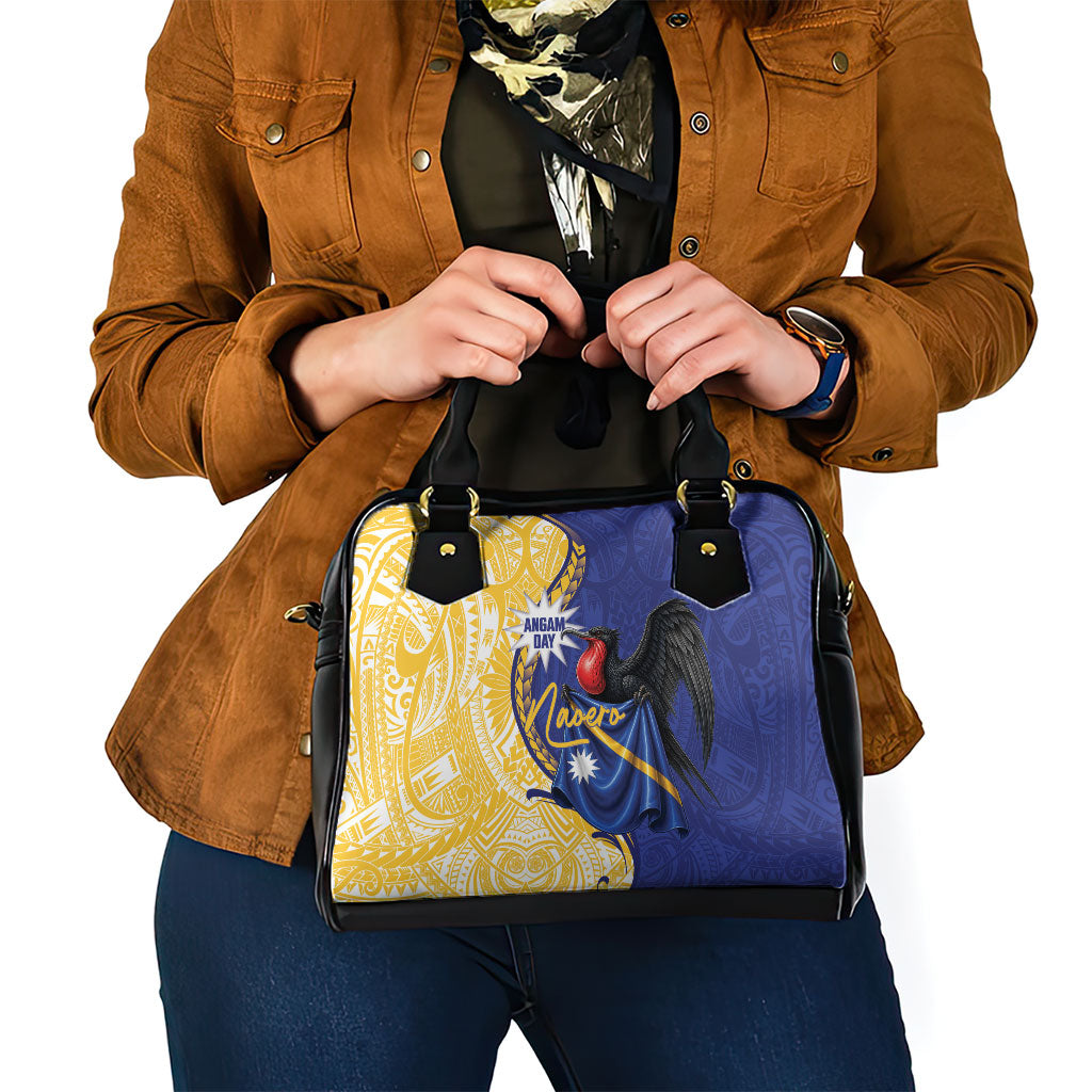 Nauru Angam Day Shoulder Handbag Naoero Frigatebird With Flag Proud