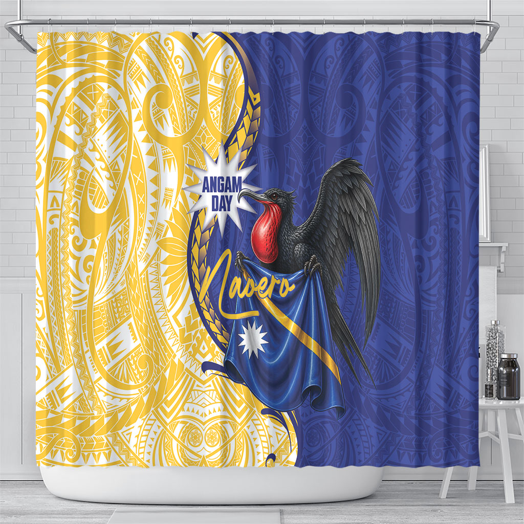Nauru Angam Day Shower Curtain Naoero Frigatebird With Flag Proud
