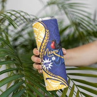 Personalised Nauru Angam Day Skinny Tumbler Naoero Frigatebird With Flag Proud