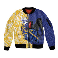 Personalised Nauru Angam Day Sleeve Zip Bomber Jacket Naoero Frigatebird With Flag Proud