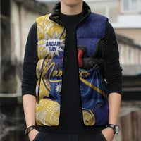 Personalised Nauru Angam Day Sleeveless Puffer Jacket Naoero Frigatebird With Flag Proud