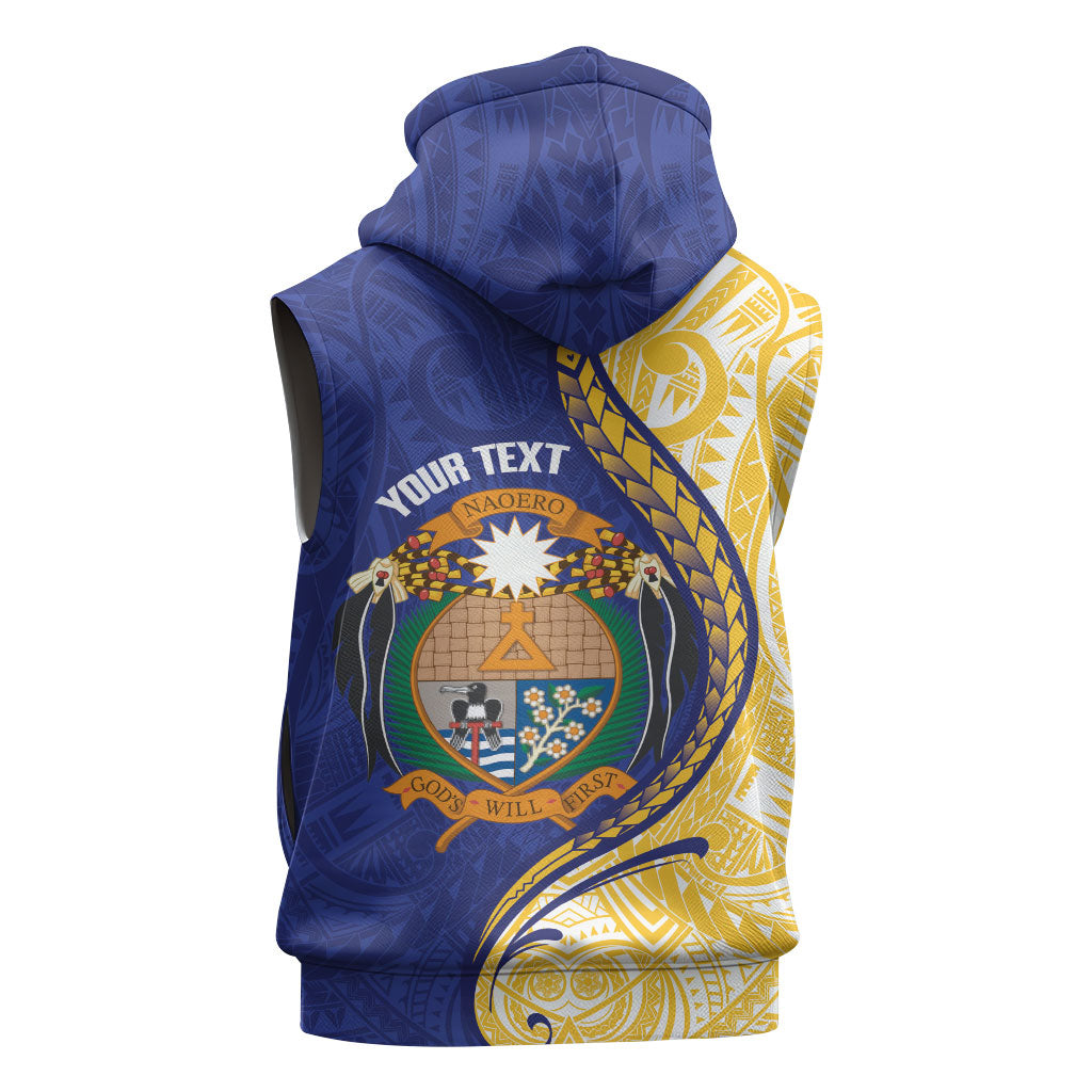 Personalised Nauru Angam Day Sleeveless Zip Hoodie Naoero Frigatebird With Flag Proud