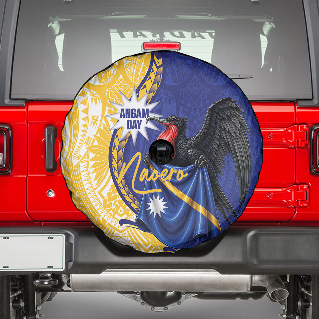 Nauru Angam Day Spare Tire Cover Naoero Frigatebird With Flag Proud