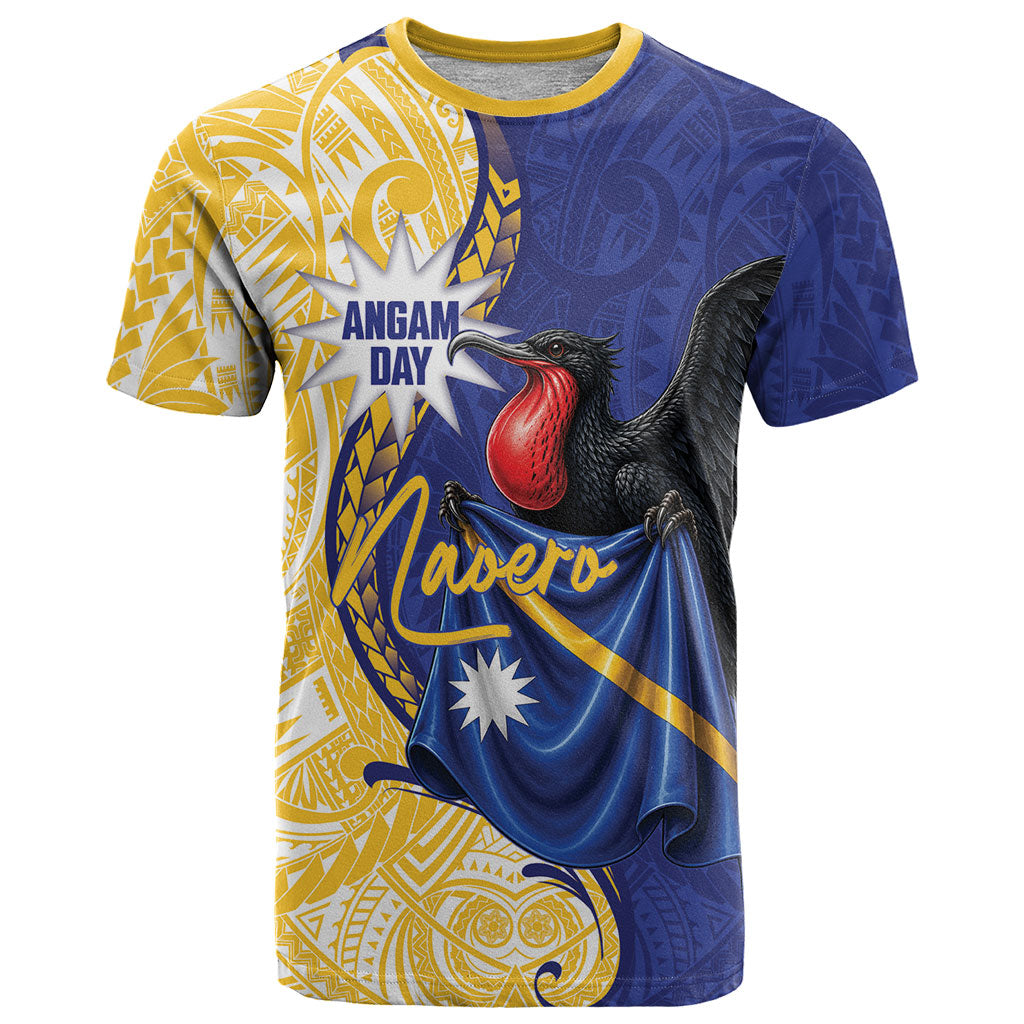 Personalised Nauru Angam Day T Shirt Naoero Frigatebird With Flag Proud