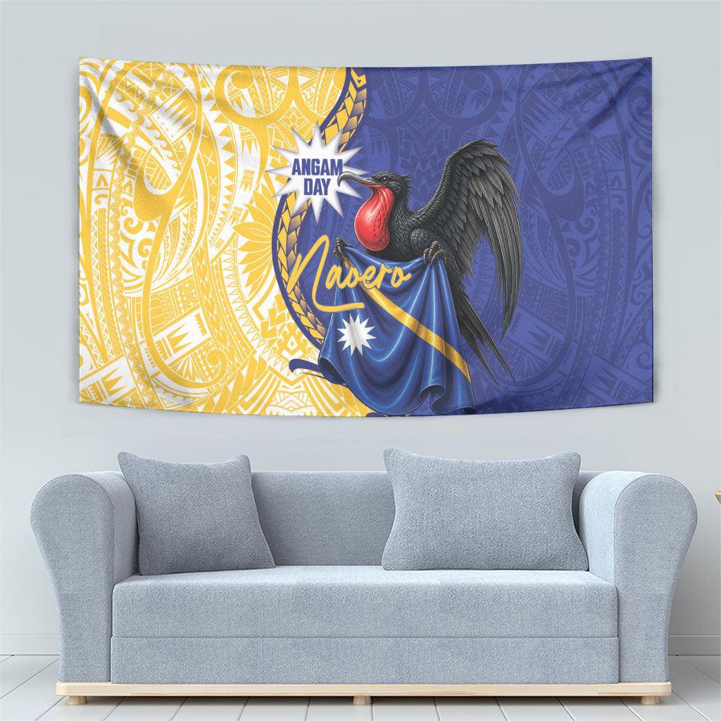 Nauru Angam Day Tapestry Naoero Frigatebird With Flag Proud