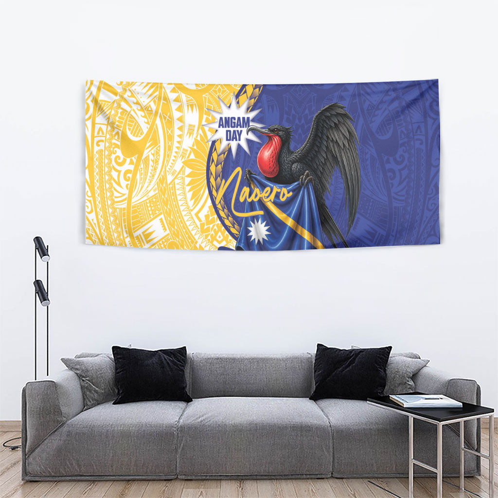 Nauru Angam Day Tapestry Naoero Frigatebird With Flag Proud