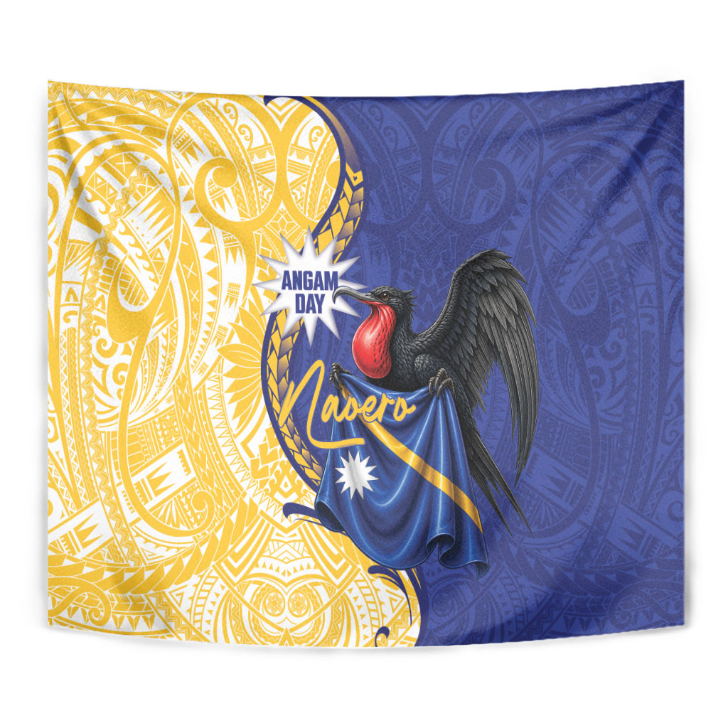 Nauru Angam Day Tapestry Naoero Frigatebird With Flag Proud