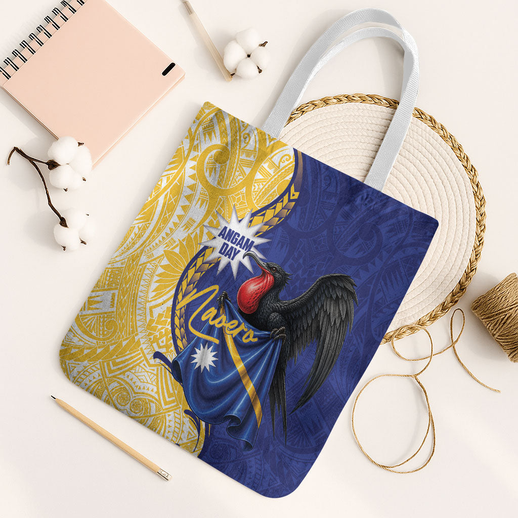 Nauru Angam Day Tote Bag Naoero Frigatebird With Flag Proud