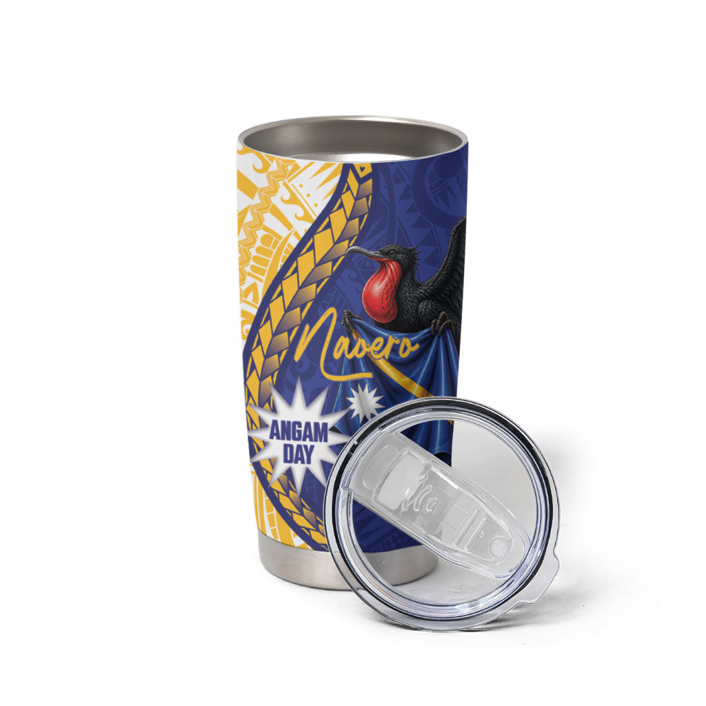 Personalised Nauru Angam Day Tumbler Cup Naoero Frigatebird With Flag Proud