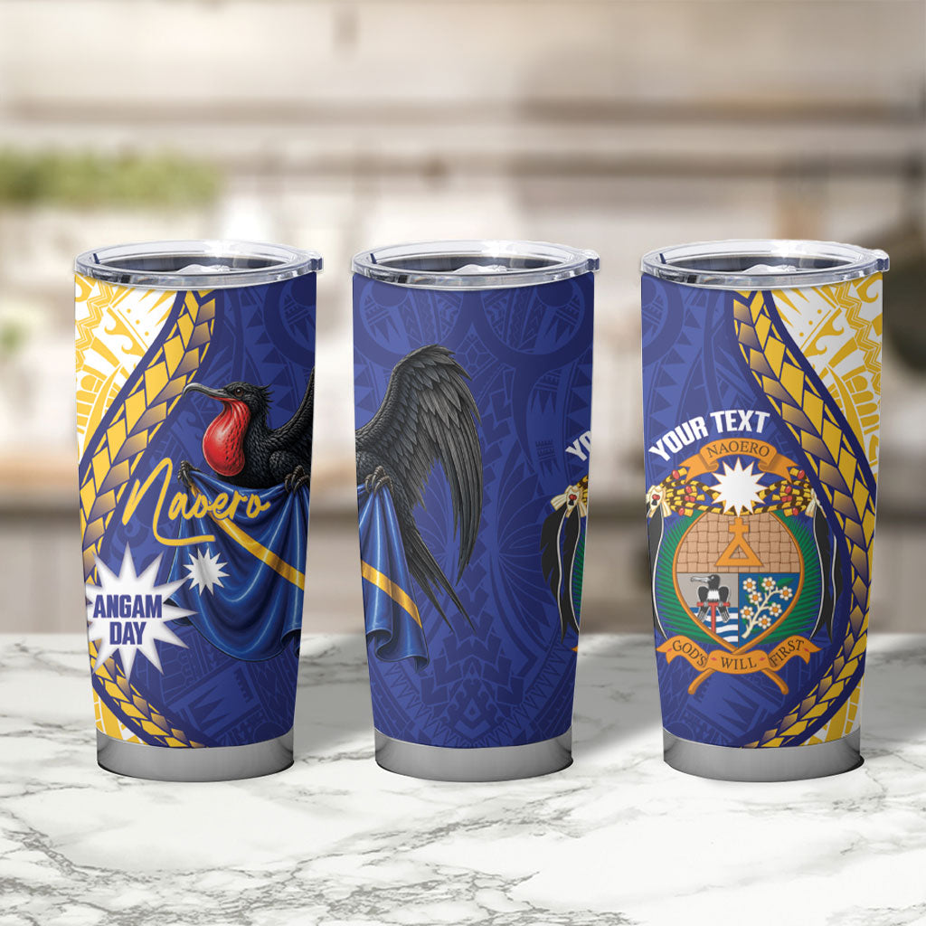 Personalised Nauru Angam Day Tumbler Cup Naoero Frigatebird With Flag Proud