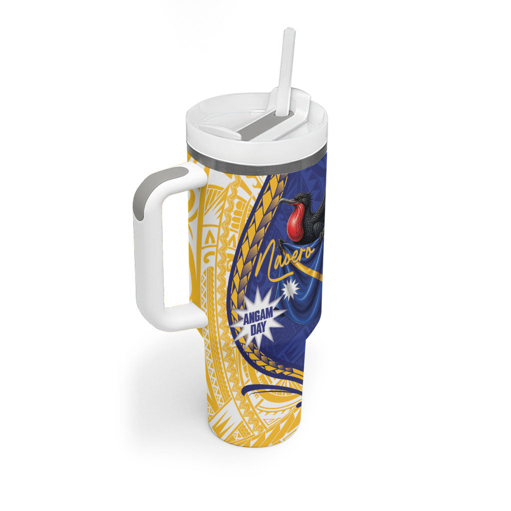 Personalised Nauru Angam Day Tumbler With Handle Naoero Frigatebird With Flag Proud