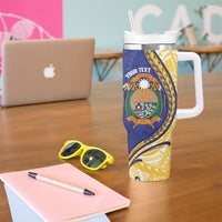 Personalised Nauru Angam Day Tumbler With Handle Naoero Frigatebird With Flag Proud