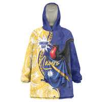 Personalised Nauru Angam Day Wearable Blanket Hoodie Naoero Frigatebird With Flag Proud