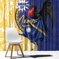 Nauru Angam Day Window Curtain Naoero Frigatebird With Flag Proud