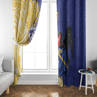 Nauru Angam Day Window Curtain Naoero Frigatebird With Flag Proud