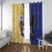 Nauru Angam Day Window Curtain Naoero Frigatebird With Flag Proud