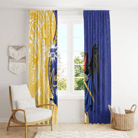 Nauru Angam Day Window Curtain Naoero Frigatebird With Flag Proud