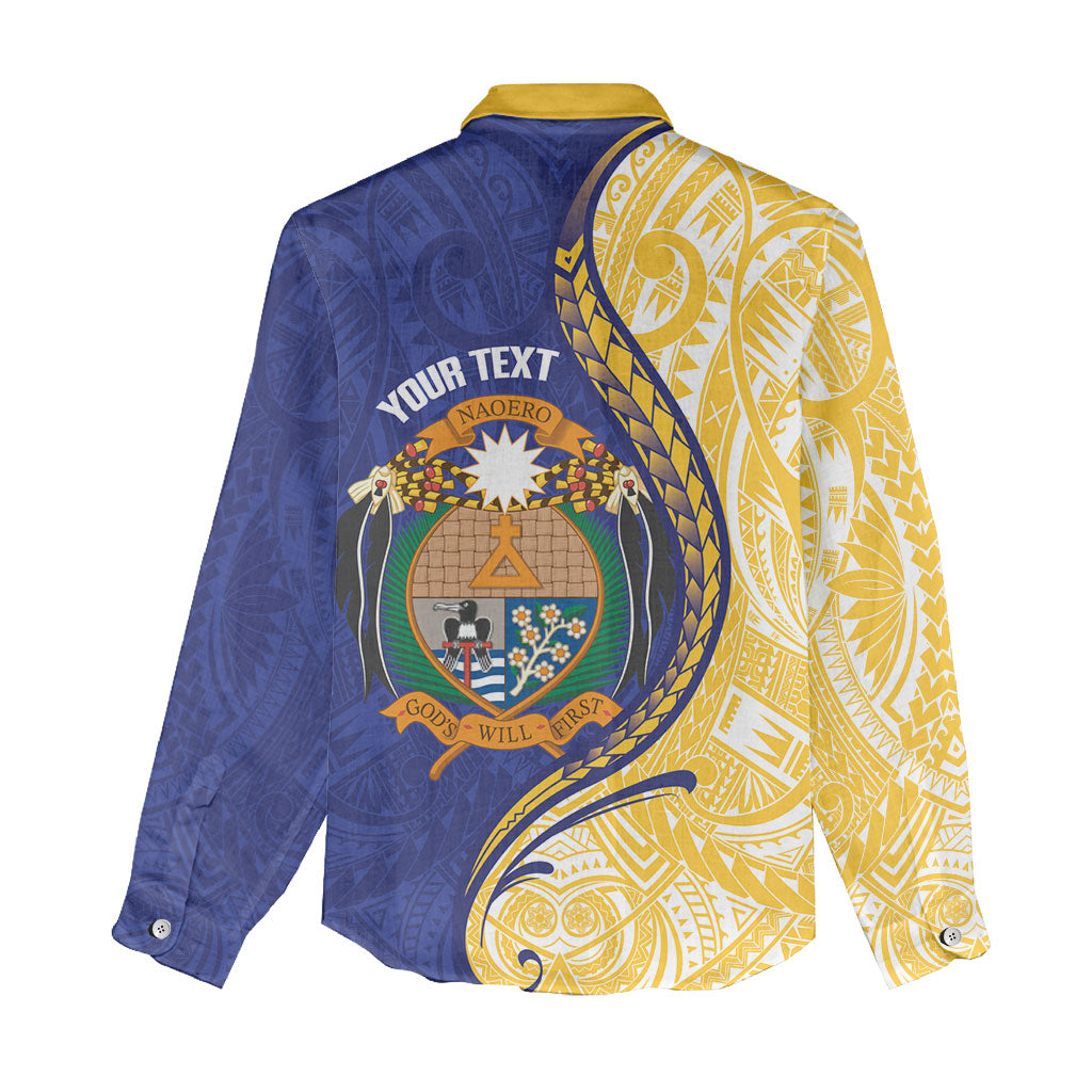 Personalised Nauru Angam Day Women Casual Shirt Naoero Frigatebird With Flag Proud