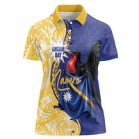 Personalised Nauru Angam Day Women Polo Shirt Naoero Frigatebird With Flag Proud