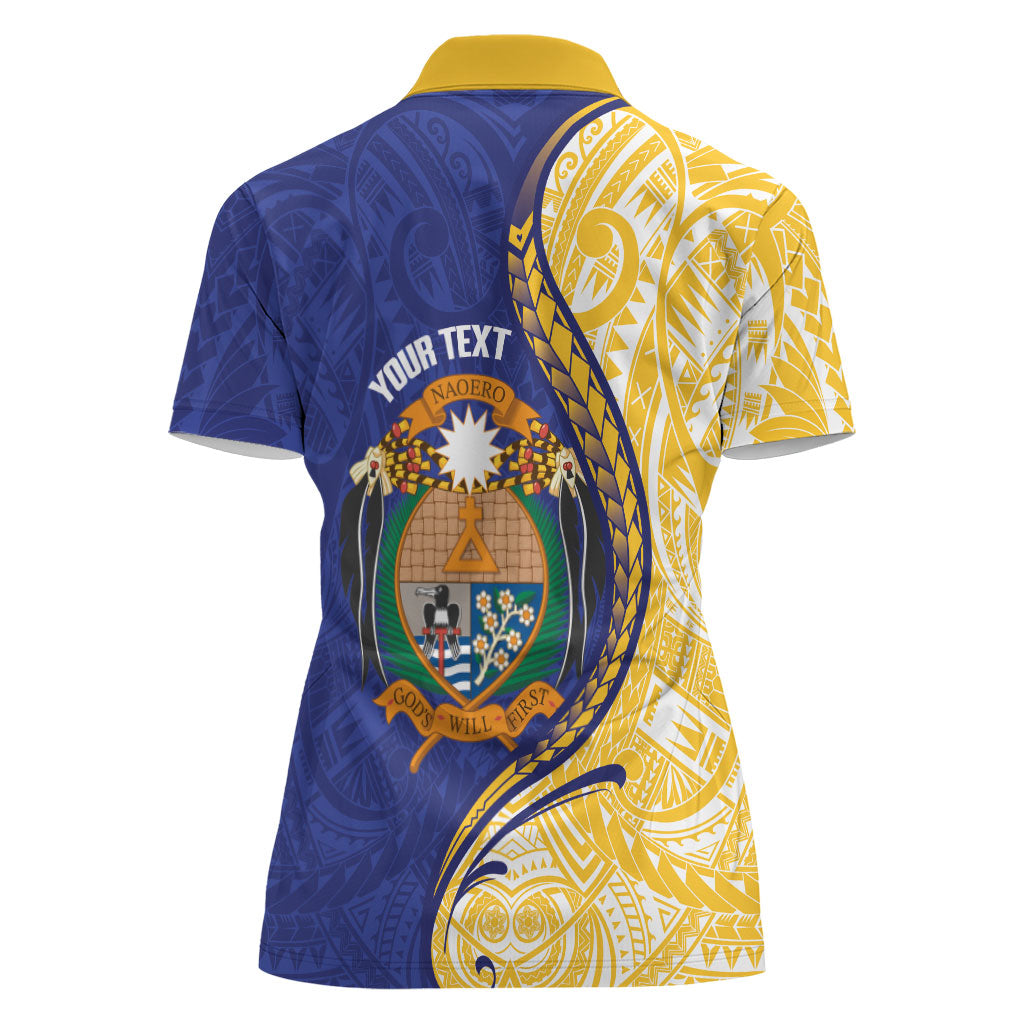 Personalised Nauru Angam Day Women Polo Shirt Naoero Frigatebird With Flag Proud