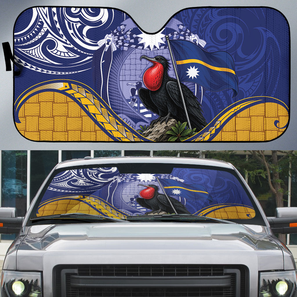 Magnificent Frigatebird Nauru Auto Sun Shade Pandanus Weaving Polynesian Pattern