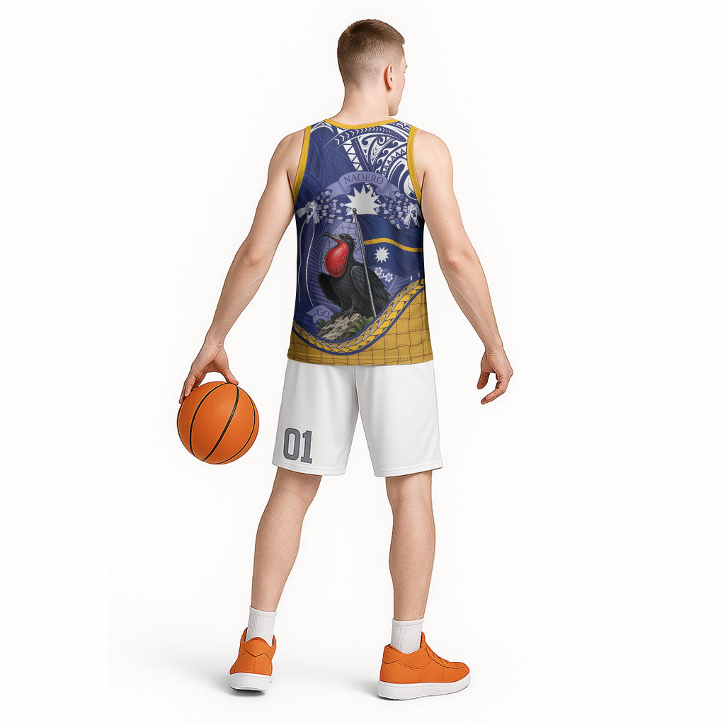 Magnificent Frigatebird Nauru Basketball Jersey Pandanus Weaving Polynesian Pattern