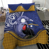Magnificent Frigatebird Nauru Bedding Set Pandanus Weaving Polynesian Pattern
