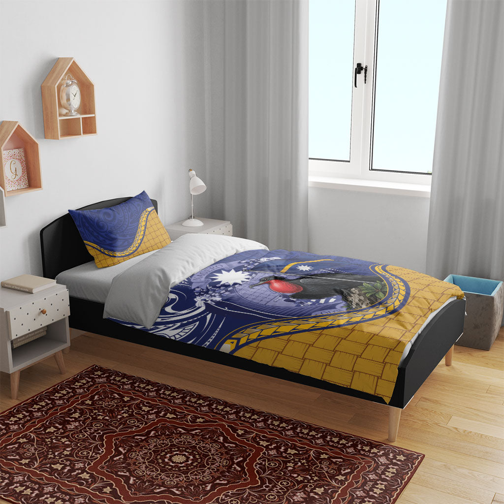 Magnificent Frigatebird Nauru Bedding Set Pandanus Weaving Polynesian Pattern