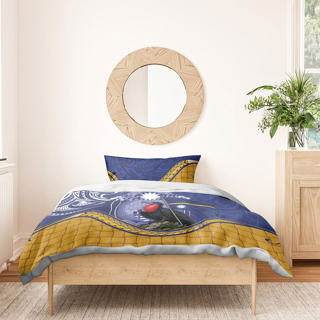 Magnificent Frigatebird Nauru Bedding Set Pandanus Weaving Polynesian Pattern