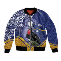 Magnificent Frigatebird Nauru Bomber Jacket Pandanus Weaving Polynesian Pattern