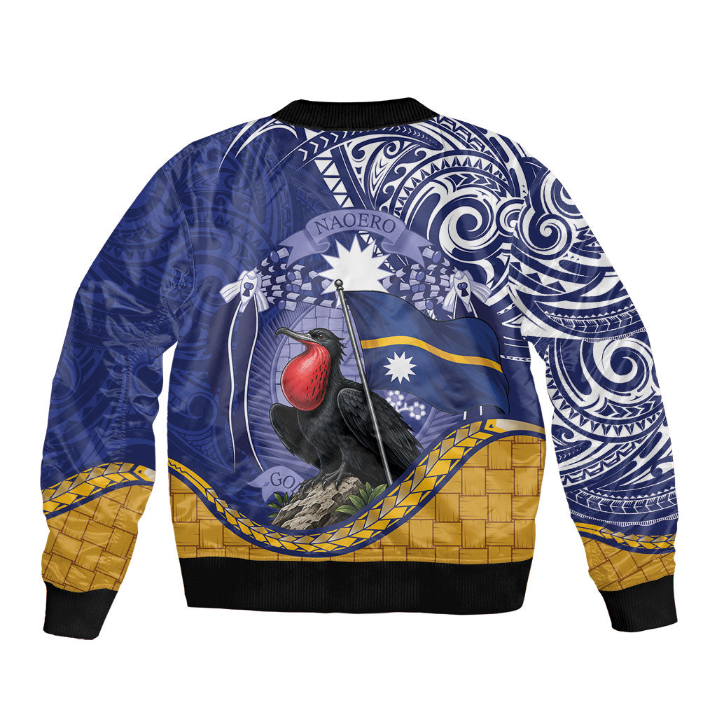 Magnificent Frigatebird Nauru Bomber Jacket Pandanus Weaving Polynesian Pattern