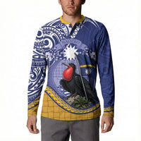 Magnificent Frigatebird Nauru Button Sweatshirt Pandanus Weaving Polynesian Pattern