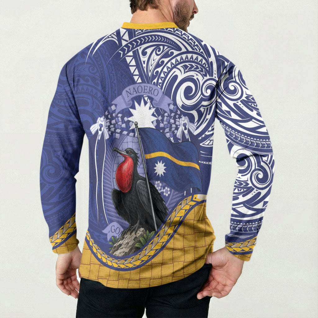 Magnificent Frigatebird Nauru Button Sweatshirt Pandanus Weaving Polynesian Pattern
