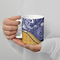 Magnificent Frigatebird Nauru Ceramic Mug Pandanus Weaving Polynesian Pattern