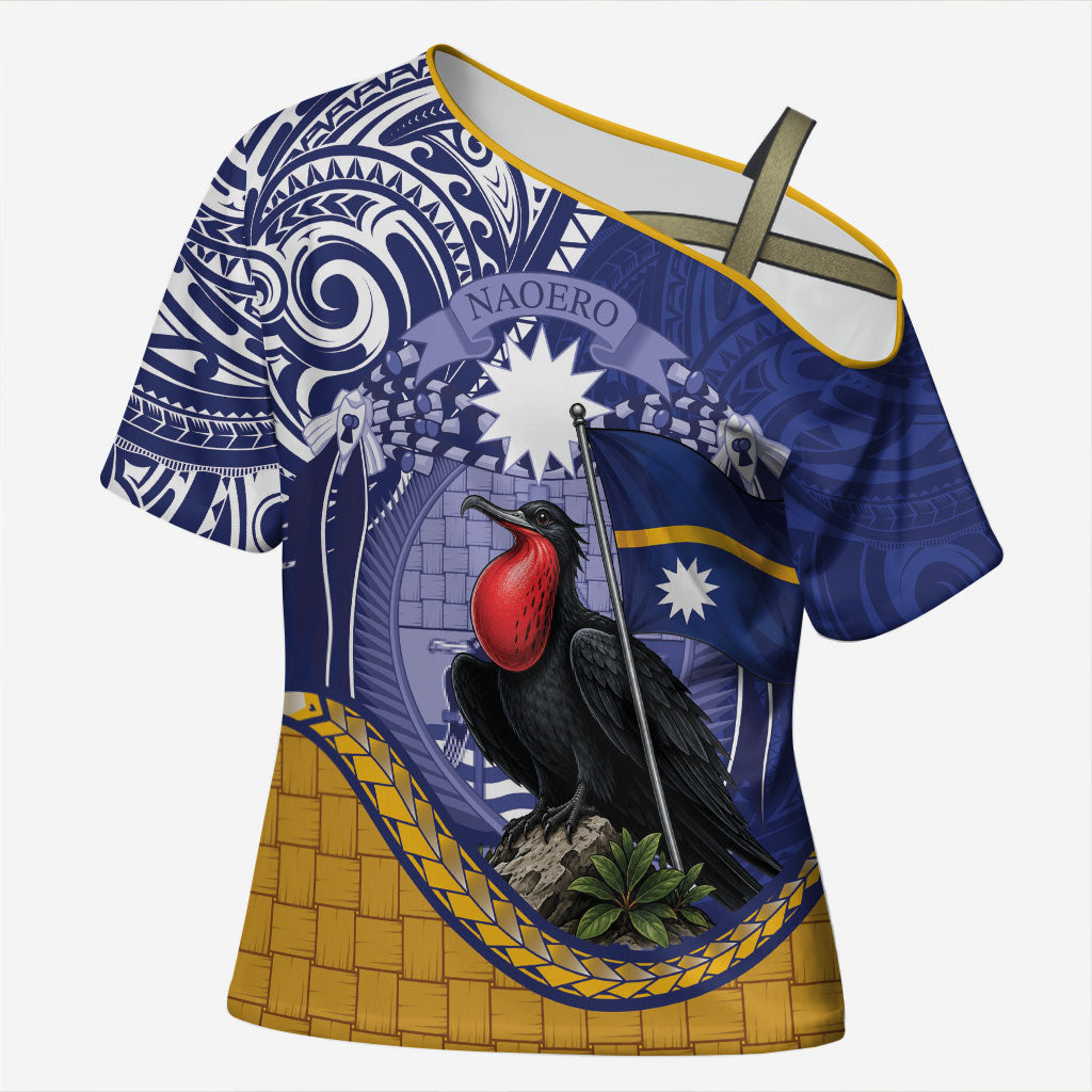 Magnificent Frigatebird Nauru Cross Shoulder Shirt Pandanus Weaving Polynesian Pattern
