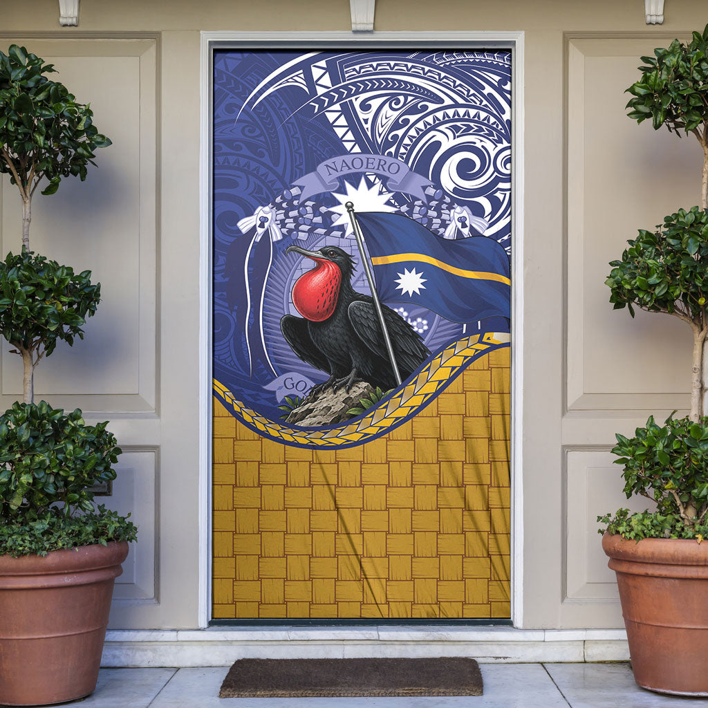Magnificent Frigatebird Nauru Door Cover Pandanus Weaving Polynesian Pattern