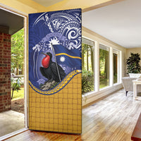 Magnificent Frigatebird Nauru Door Cover Pandanus Weaving Polynesian Pattern