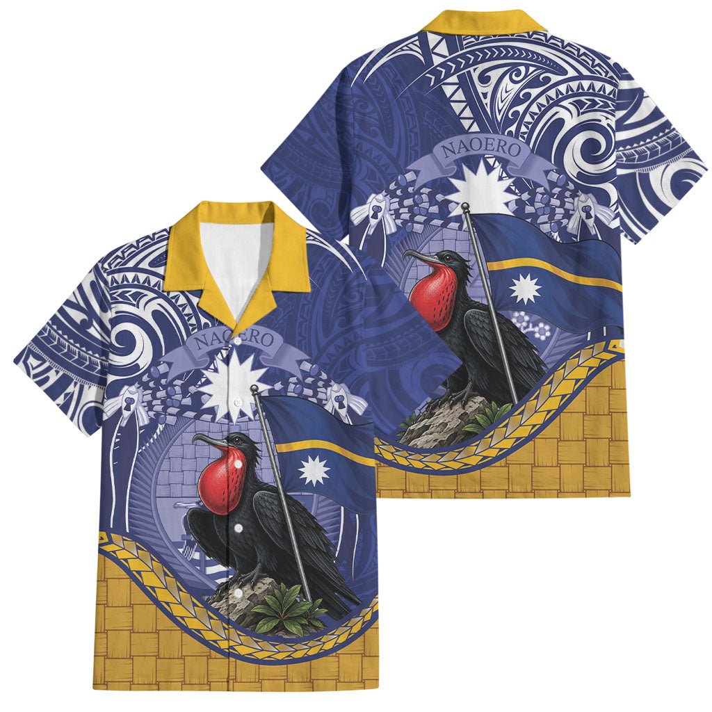 Magnificent Frigatebird Nauru Family Matching Puletasi and Hawaiian Shirt Pandanus Weaving Polynesian Pattern