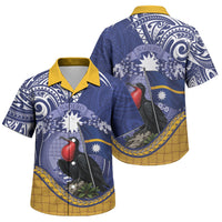 Magnificent Frigatebird Nauru Family Matching Short Sleeve Bodycon Dress and Hawaiian Shirt Pandanus Weaving Polynesian Pattern