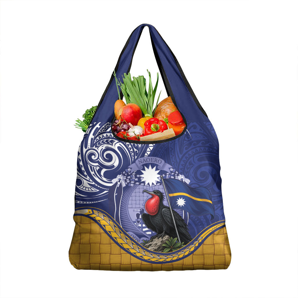 Magnificent Frigatebird Nauru Grocery Bag Pandanus Weaving Polynesian Pattern