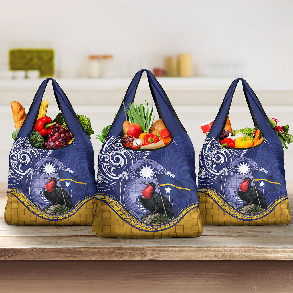 Magnificent Frigatebird Nauru Grocery Bag Pandanus Weaving Polynesian Pattern