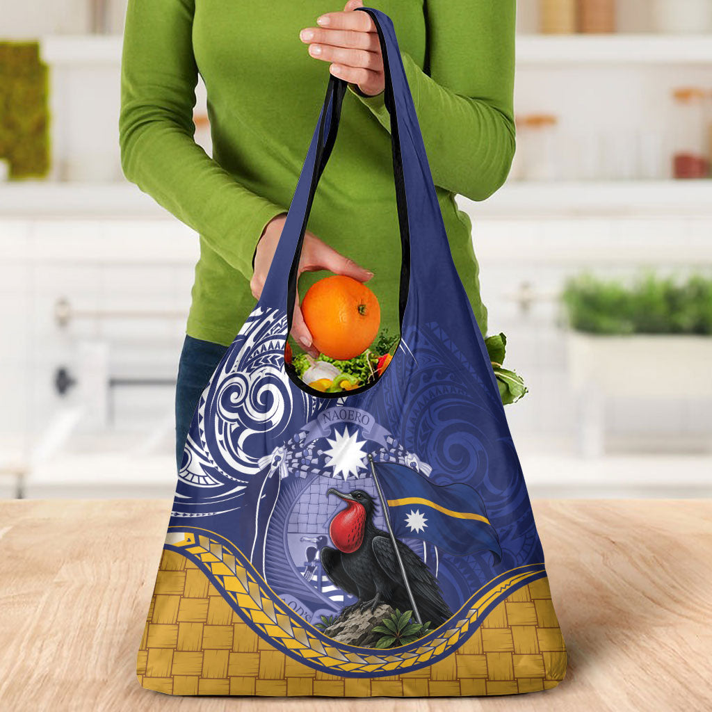 Magnificent Frigatebird Nauru Grocery Bag Pandanus Weaving Polynesian Pattern