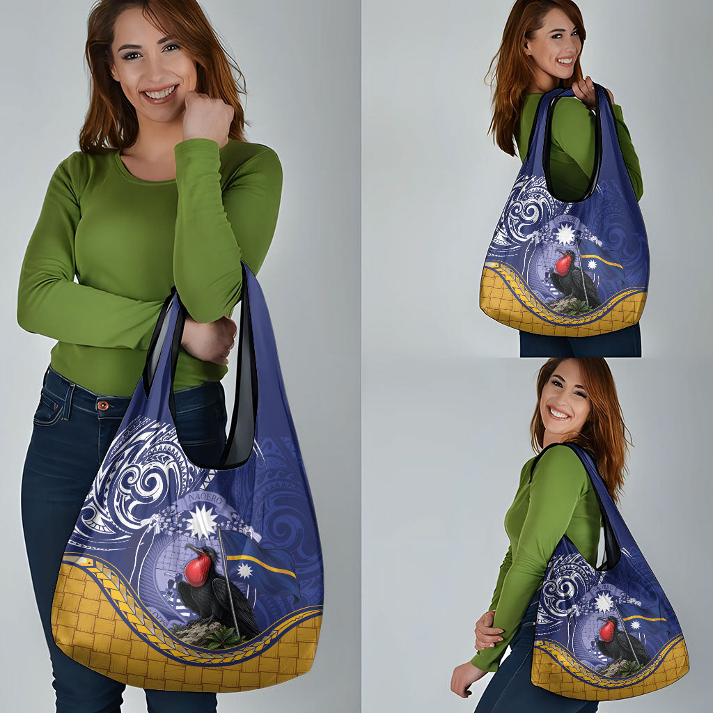 Magnificent Frigatebird Nauru Grocery Bag Pandanus Weaving Polynesian Pattern