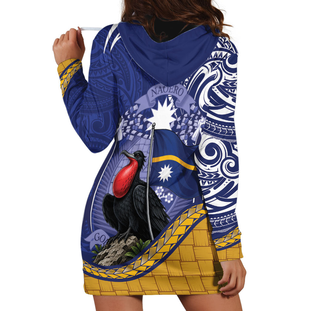 Magnificent Frigatebird Nauru Hoodie Dress Pandanus Weaving Polynesian Pattern