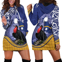 Magnificent Frigatebird Nauru Hoodie Dress Pandanus Weaving Polynesian Pattern