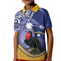 Magnificent Frigatebird Nauru Kid Polo Shirt Pandanus Weaving Polynesian Pattern