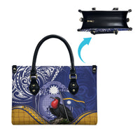 Magnificent Frigatebird Nauru Leather Bag Pandanus Weaving Polynesian Pattern