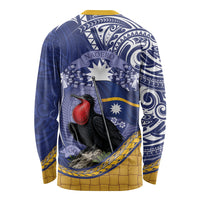 Magnificent Frigatebird Nauru Long Sleeve Shirt Pandanus Weaving Polynesian Pattern
