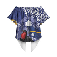 Magnificent Frigatebird Nauru Off Shoulder Wrap Waist Top Pandanus Weaving Polynesian Pattern